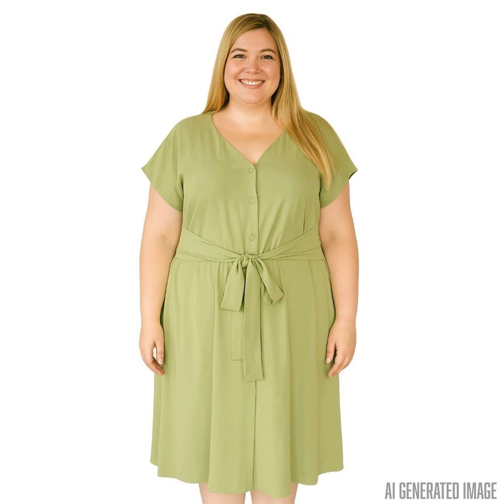 NWT 41 Hawthorn Sage Green Midi Dress Plus Size Minimalist Preppy Stitch Fix